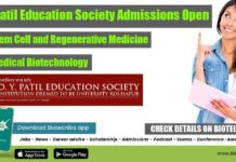 D. Y. Patil Education Society Admissions Open For MSc Stem Cell and Regenerative Medicine & MSc Medical Biotechnology DYP Education Society Admissions