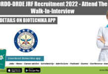 DRDO-DRDE JRF Recruitment 2022 – Attend The Walk-In-Interview DRDO-DRDE JRF Recruitment 2022