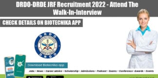 DRDO-DRDE JRF Recruitment 2022