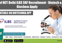 Govt of NCT Delhi ILBS SRF Recruitment – Biotech & Biochem Apply Delhi Govt ILBS SRF