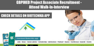 GBPIHED Project Associate Recruitment