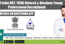 Govt of India DST, TIFAC Biotech & Biochem Young Professional Recruitment Govt TIFAC Jobs 2022