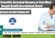 Junior Scientific Assistant Vacancy at Govt West Bengal Health Recruitment Board Govt WBHRB Job 2022