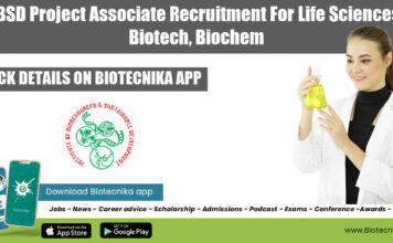 IBSD Project Associate Recruitment