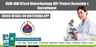 ICAR-IARI BTech Biotechnology JRF