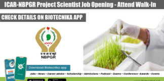 ICAR-NBPGR Project Scientist Job