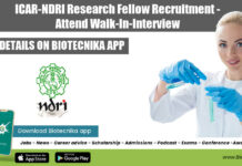 ICAR-NDRI Research Fellow Recruitment – Attend Walk-In-Interview ICAR-NDRI Research Fellow Recruitmentt