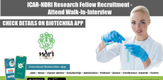 ICAR-NDRI Research Fellow Recruitmentt