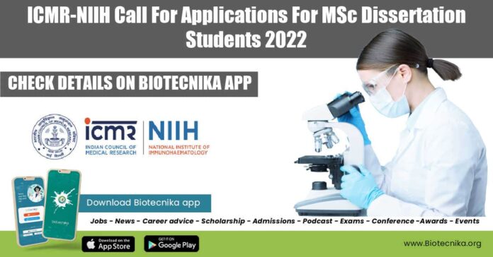 ICMR-NIIH MSc Dissertation 2022