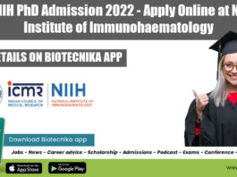 ICMR-NIIH PhD Admission 2022