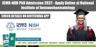 ICMR-NIIH PhD Admission 2022