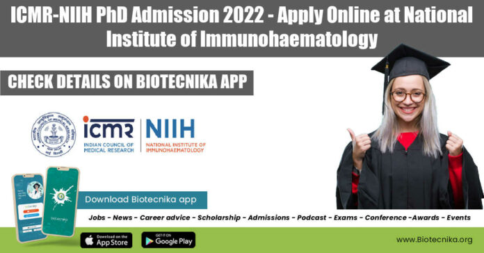ICMR-NIIH PhD Admission 2022
