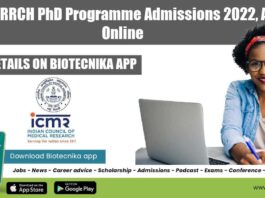 ICMR-NIRRCH PhD Admissions 2022