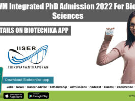 IISER-TVM Integrated PhD 2022