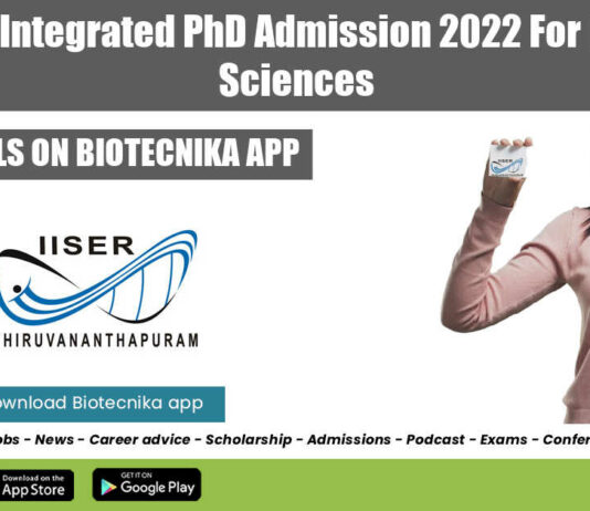 IISER-TVM Integrated PhD 2022