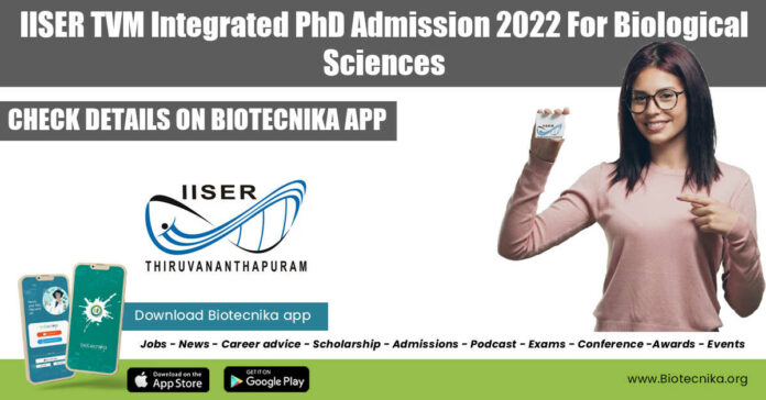 IISER-TVM Integrated PhD 2022