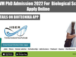 IISER-TVM PhD Admission 2022