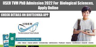 IISER-TVM PhD Admission 2022