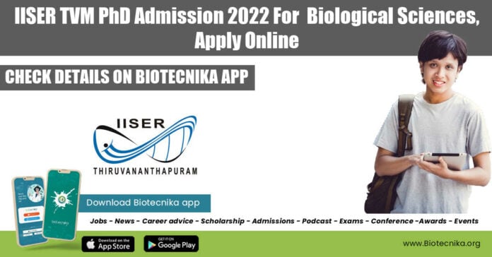 IISER-TVM PhD Admission 2022