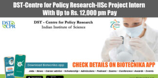 IISc Project Intern Opening