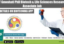 IIT Guwahati PhD Biotech & Life Sciences Research Associate Job IIT Guwahati PhD Biotech