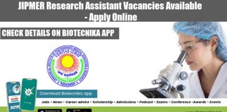 JIPMER Research Assistant Vacancies