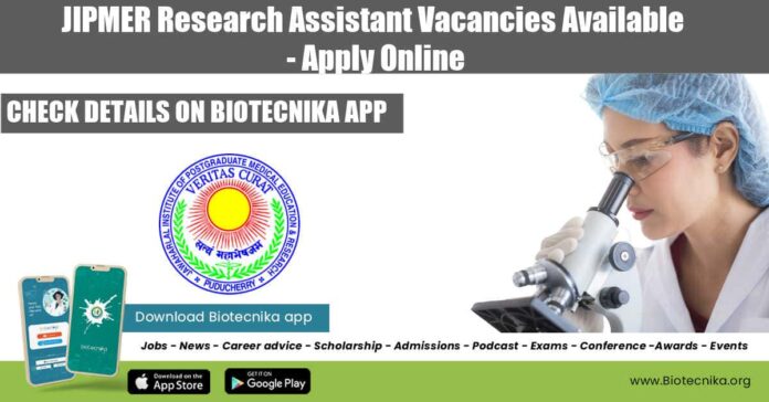 JIPMER Research Assistant Vacancies