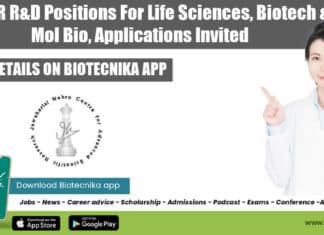 JNCASR R&D Positions