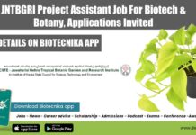 JNTBGRI Project Assistant Job For Biotech & Botany, Applications Invited JNTBGRI Project Jobs 2022