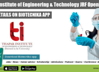 JRF Vacancy at Thapar