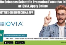 Life Sciences Scientific Promotion Executive Job at IQVIA, Apply Online Life Sciences Scientific Promotion