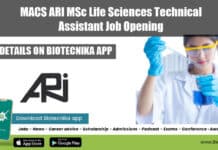 MACS ARI MSc Life Sciences Technical Assistant Job Opening MACS ARI Jobs 2022