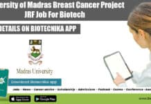 Madras University JRF Post