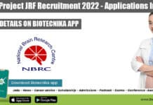 NBRC Project JRF Recruitment 2022 – Applications Invited NBRC Project JRF Recruitment