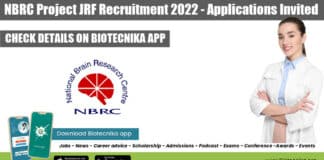 NBRC Project JRF Recruitment