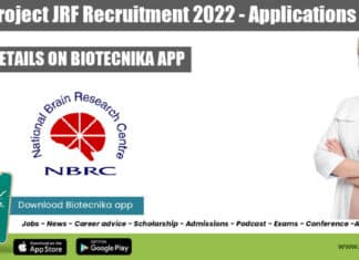 NBRC Project JRF Recruitment