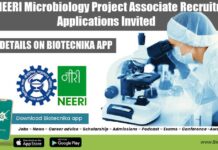 CSIR-NEERI Microbiology Project Associate Recruitment, Applications Invited NEERI Microbiology Project Job