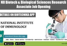 NII Biotech & Biological Sciences Research Associate Job Opening NII PhD Vacancy Available