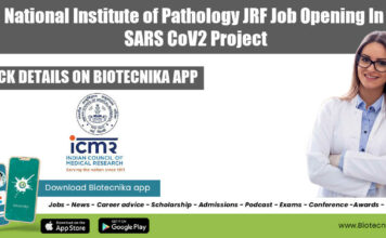National Institute of Pathology JRF Job Opening In SARS CoV2 Project NIP JRF Vacancy 2022