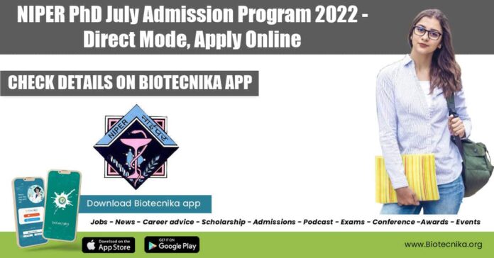 NIPER PhD July Admission