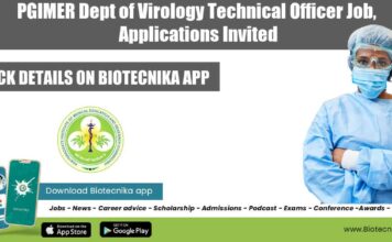 PGIMER Dept of Virology Technical Officer Job, Applications Invited PGIMER MSc Life