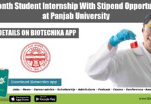 2 Month Student Internship With Stipend Opportunity at Panjab University Panjab University Student Internship