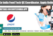 PepsiCo India Food Tech QC Coordinator, Apply Online PepsiCo India Food Tech
