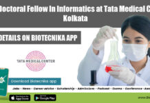 Post-Doctoral Fellow In Informatics at Tata Medical Center, Kolkata Post-Doctoral Fellow In Informatics