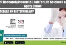 Project Research Associate-I Job For Life Sciences at RCB, Apply Online Project Research Associate-I Job
