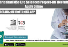 RCB Faridabad Post Doctoral Fellow Job For Life Sciences, Apply Online RCB Post Doctoral Fellow