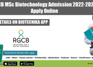 RGCB MSc Biotech Admission