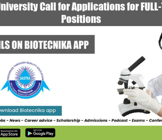 SASTRA University PhD Positions