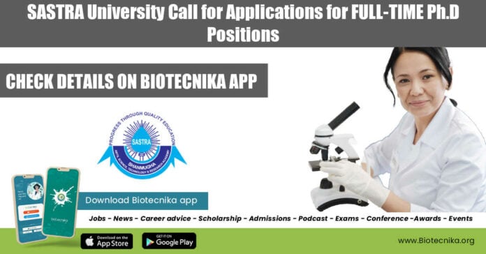 SASTRA University PhD Positions