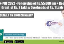 SERB N-PDF 2022 – Fellowship of Rs. 55,000 pm + Research Grant of Rs. 2 Lakh & Overheads of Rs. 1 Lakh SERB N-PDF 2022